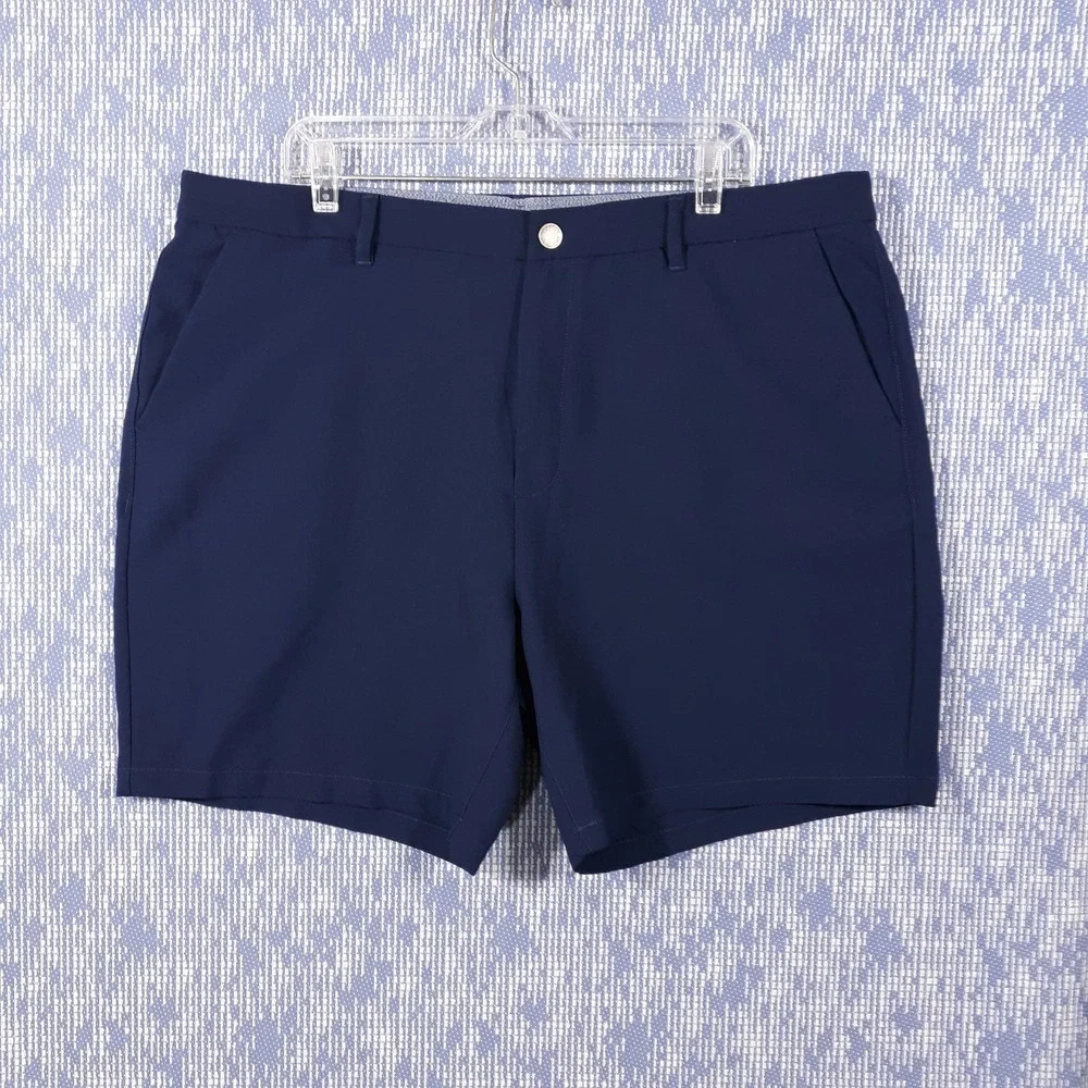 Bonobos Shorts Mens 40 x 9 Navy Flat Front Golf Polyester Chino Slash Pockets